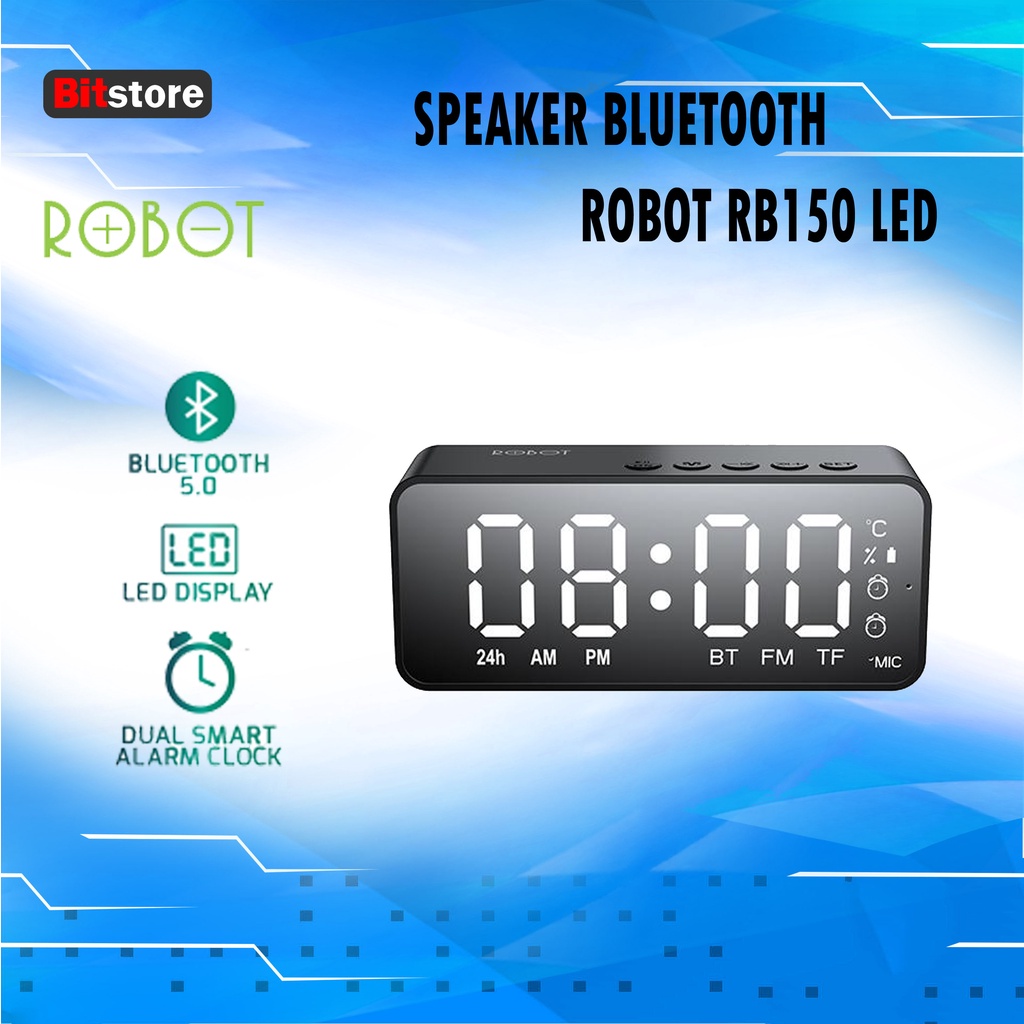 Jual SPEAKER BLUETOOTH ROBOT RB150 LED ALARM CLOCK WITH RADIO FM SPIKER ...