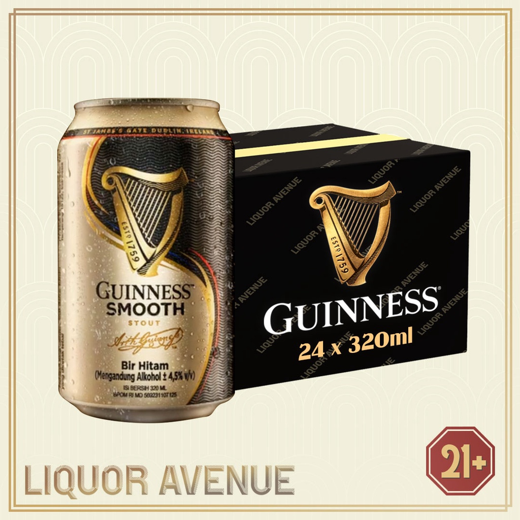 Jual GUINNESS Beer Smooth Stout Can Bir Hitam 320ml - 1 karton isi 24 ...
