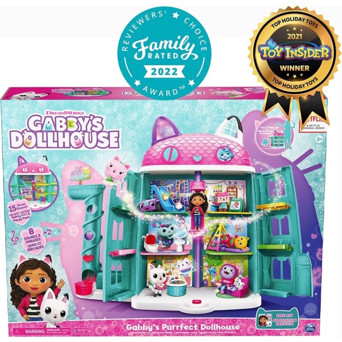 Jual Gabby'S Dollhouse, Purrfect Dollhouse Gabbys House 15 Pcs Rumah ...