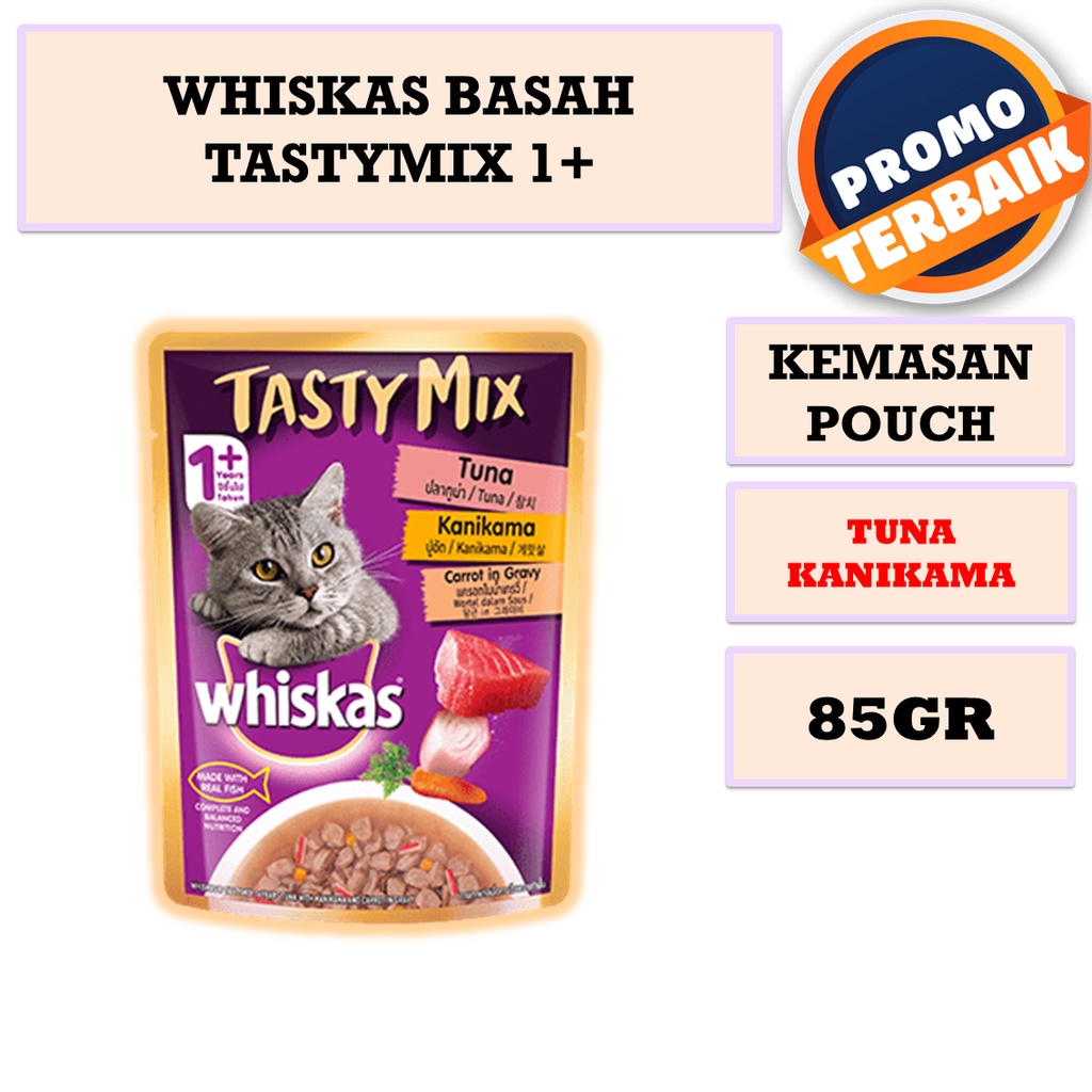 Jual TokoSemar Makanan Kucing Basah WHISKAS Pouch TASTY MIX Tuna