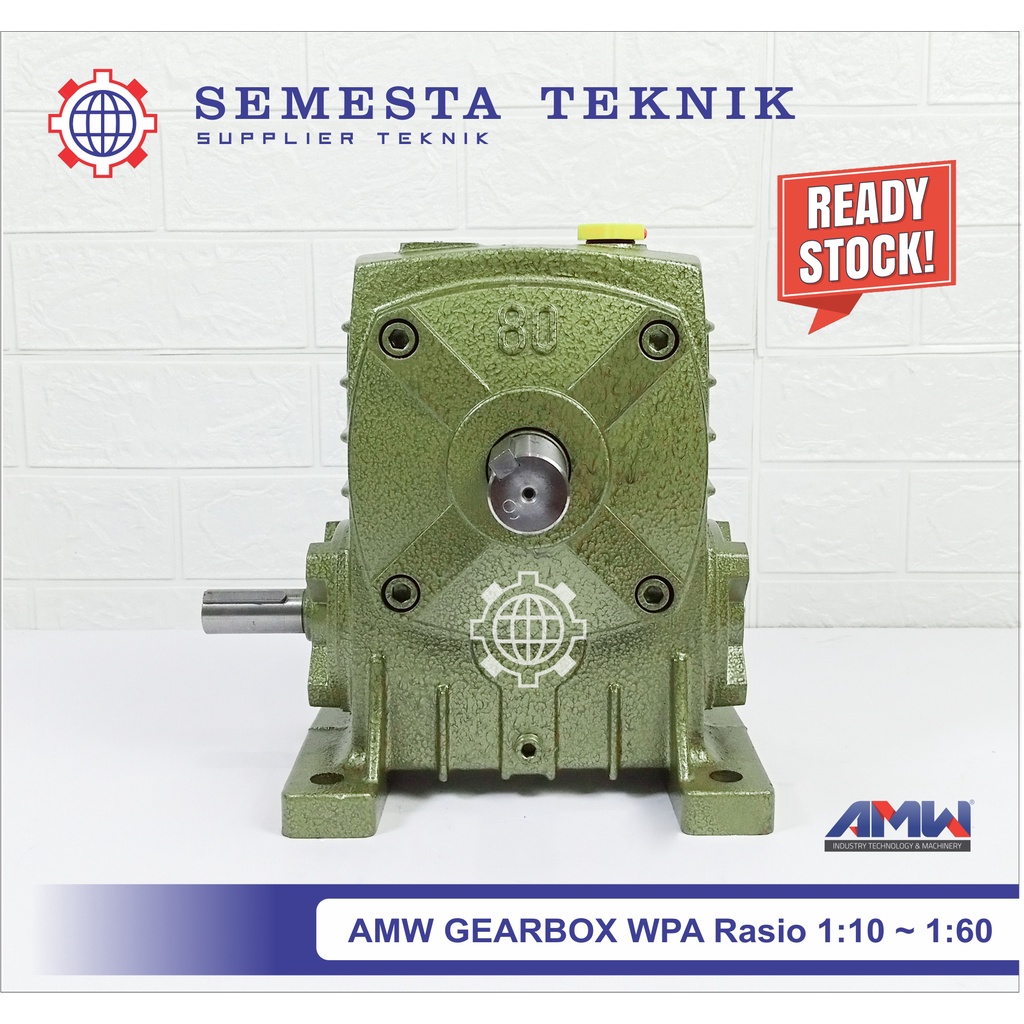 Jual AMW Gearbox Type WPA 100 Rasio 10-60 Lengkap Wormgear Speed ...