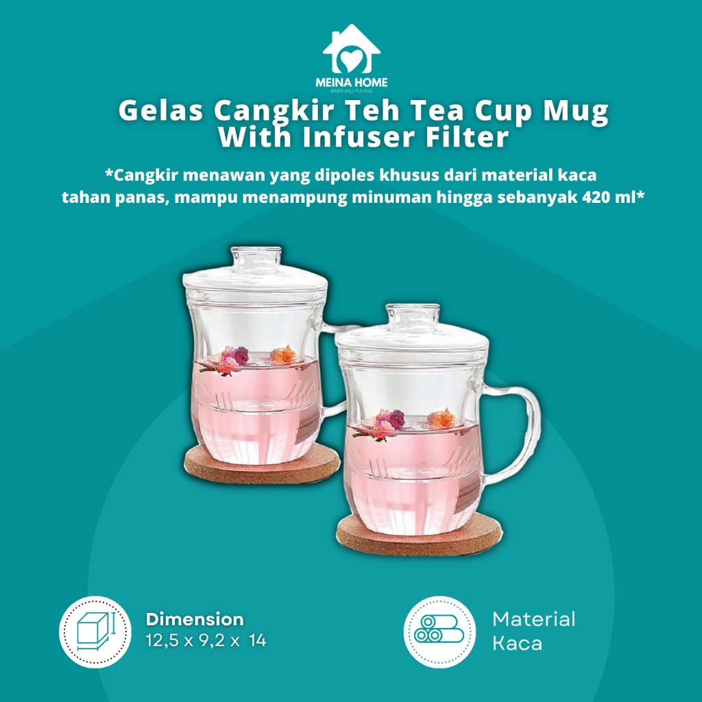 Jual Gelas Teh Tea Cup Mug Dengan Saringan Gelas Kaca Gelas Beling Shopee Indonesia 0349