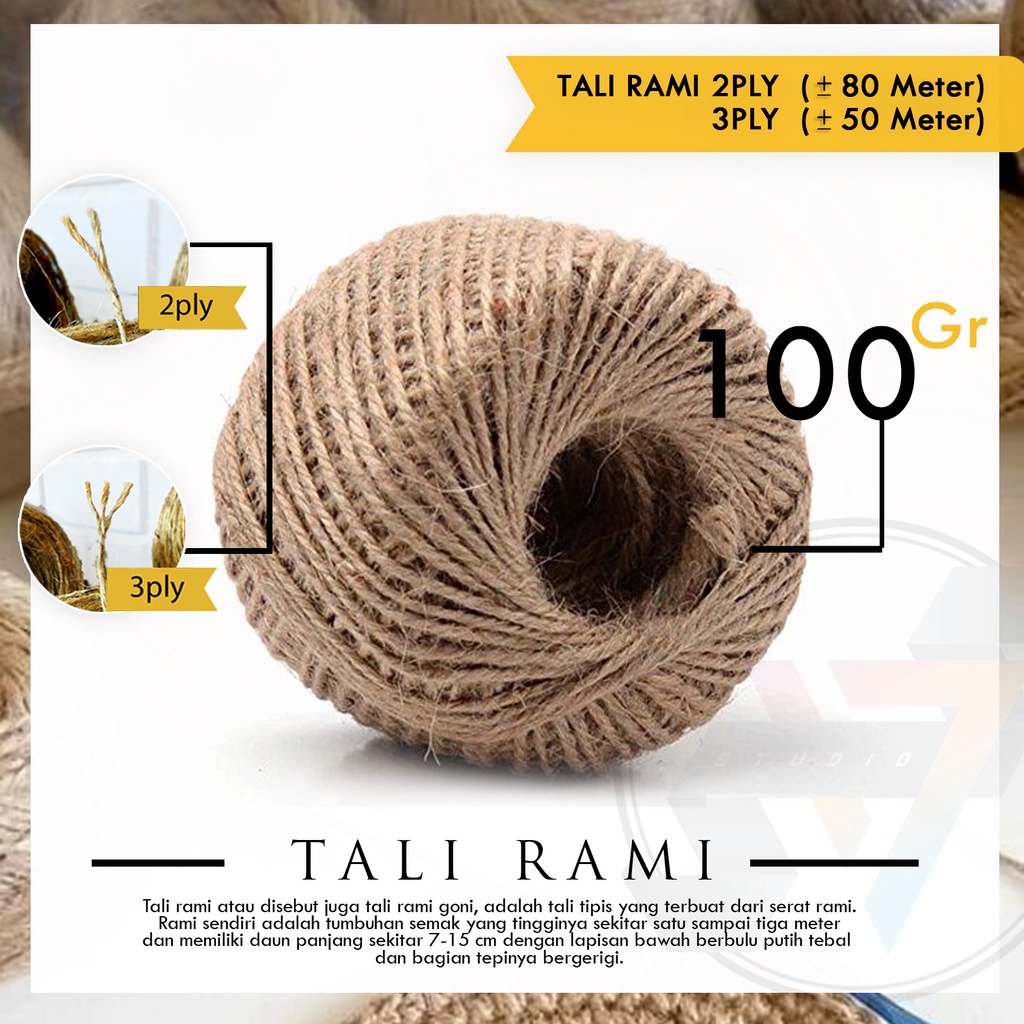 Jual Tali Rami Goni 2ply 80m / 3ply 50m berat 100gram | Shopee Indonesia