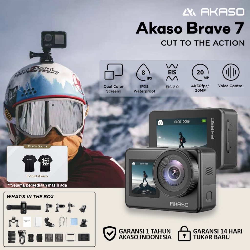 Jual Akaso Brave 7 Action Camera 4k 30FPS 20MP Dual Screen | Shopee ...