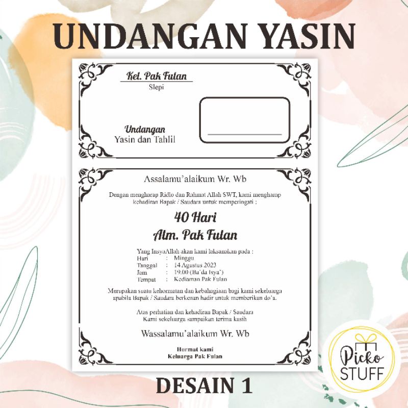 Jual UNDANGAN YASINAN DAN TAHLIL | Shopee Indonesia