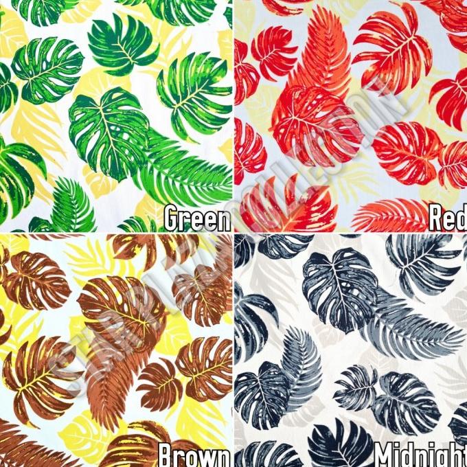 Jual Kain Kanvas Katun Motif Daun Tropical Monstera Sofa Jok Kursi