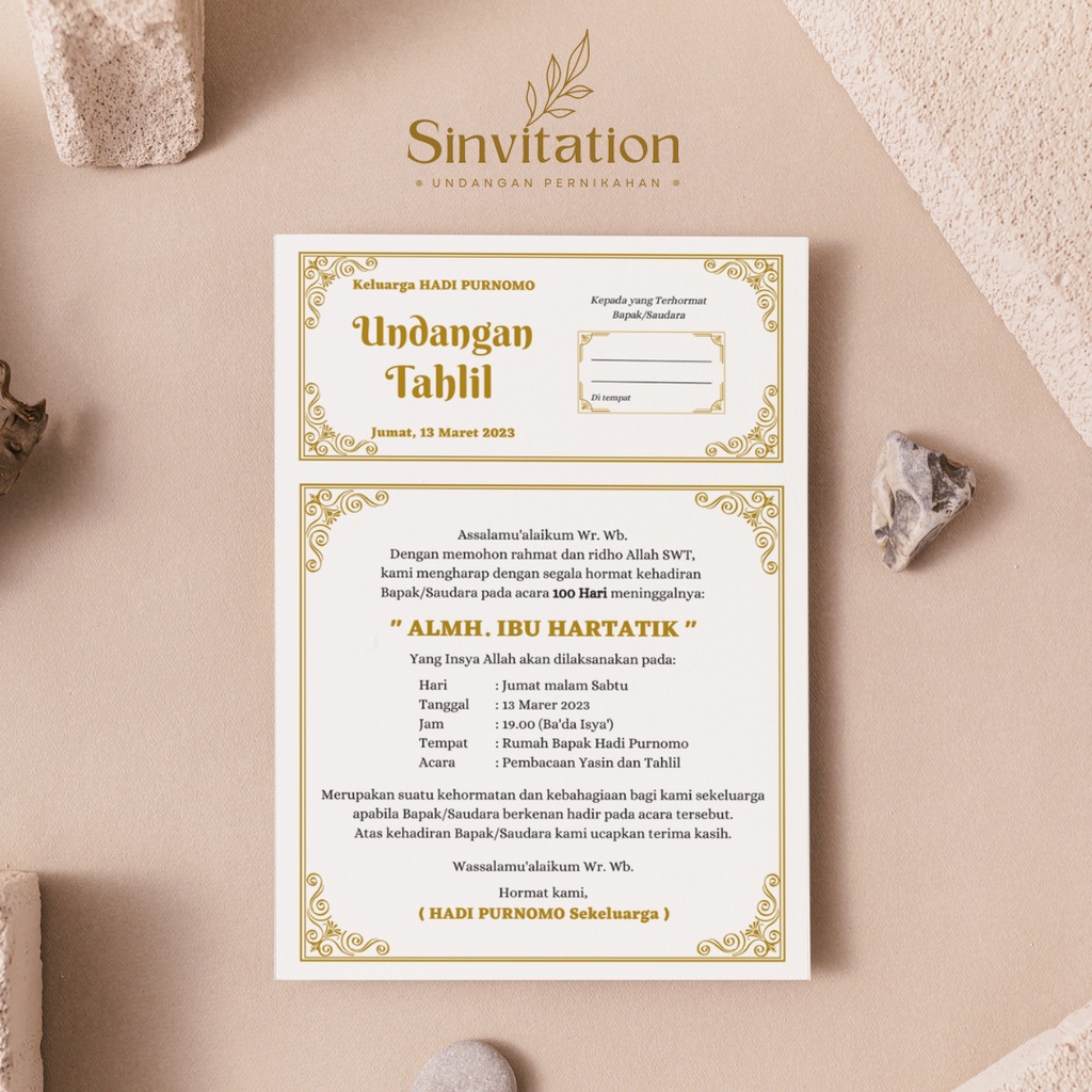 Jual Cetak Undangan Tahlil, Undangan Tahlilan, Undangan Kenduri