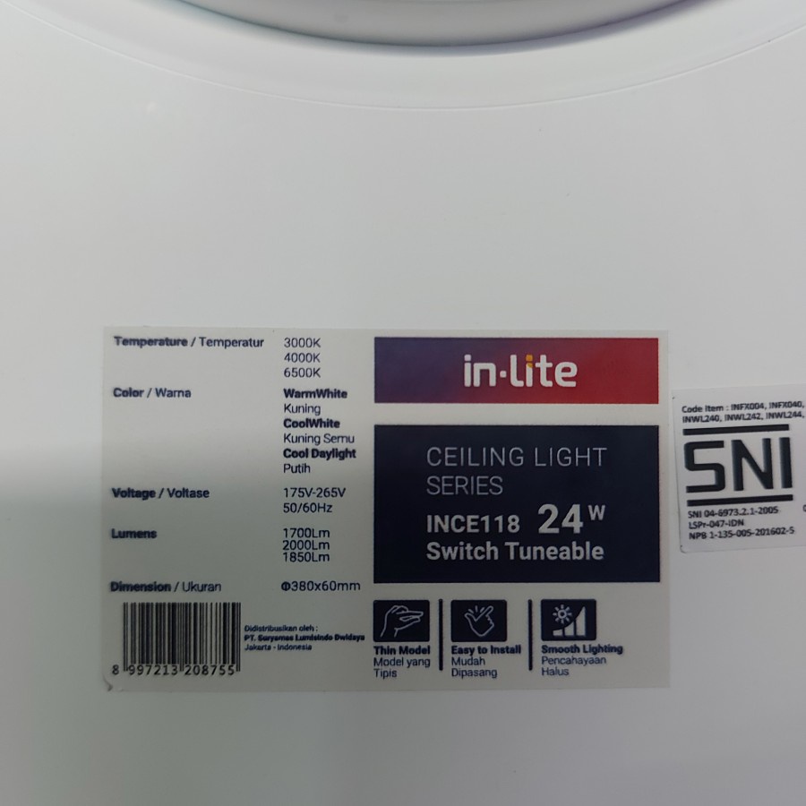 Jual INCE118 Lampu LED Plafon Celling Baret OB 24w Tuneable Color ...