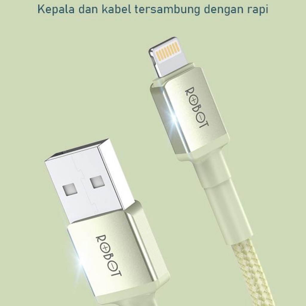 Jual Kabel Data Iphone Lightning Robot Rsl Fast Charging A Meter Warna Kuning Bahan