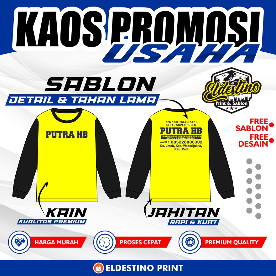 Jual Kaos Promosi Toko Basahan Kerja Tani Sawah Proyek Sablon Murah