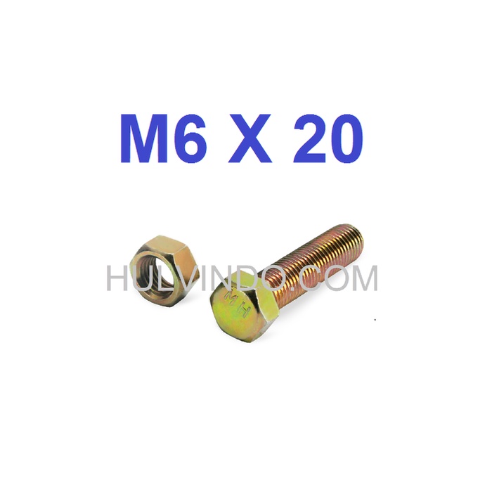 Jual BAUT MUR HEX KUNING KUNCI 10 M6 X 20 | Shopee Indonesia
