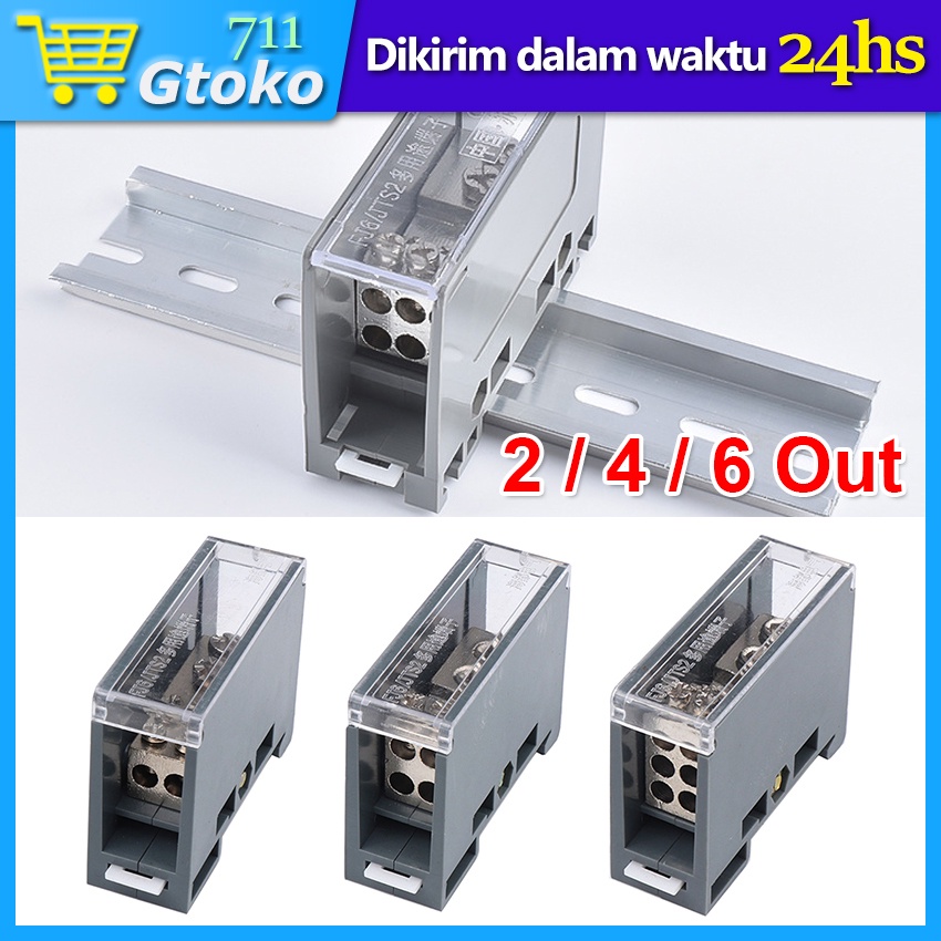 Jual Terminal Block Blok Din Rail Distribution Box One in 2 Out 4 Out 6 ...