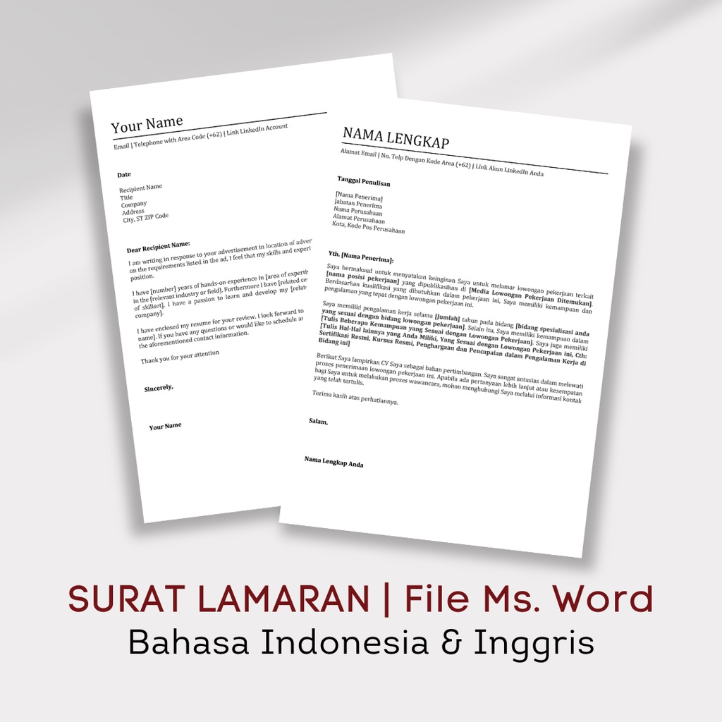 Jual Surat Lamaran Kerja & Motivation Letter | Template dan Jasa