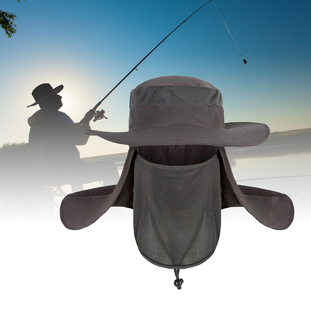 Jual Topi Anti UV Matahari Fishing Hat Round Edge - Black | Shopee ...