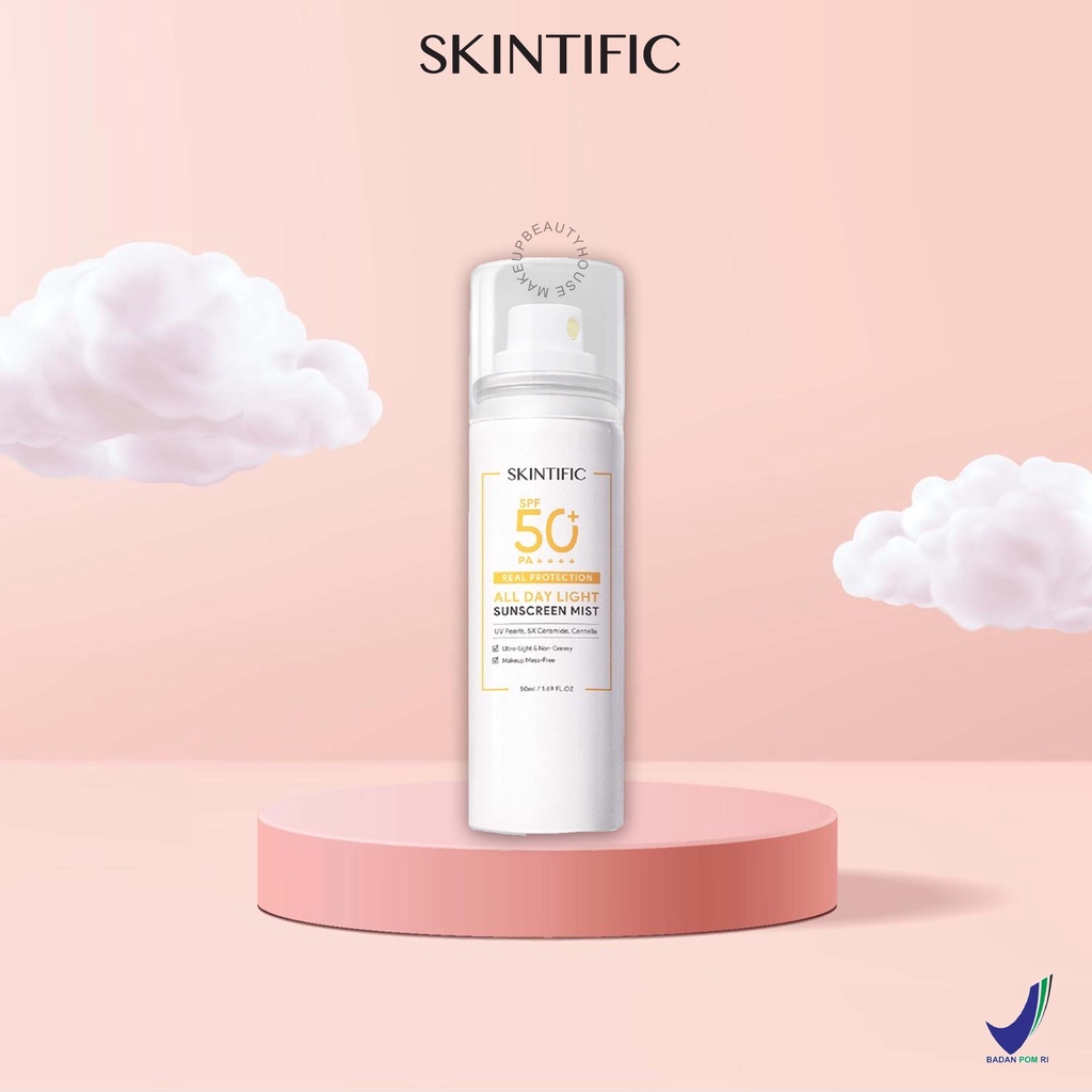 Jual SKINTIFIC All Day Light Sunscreen Mist SPF50 PA++++ Sunscreen Spray Anti UV Wajah/Body
