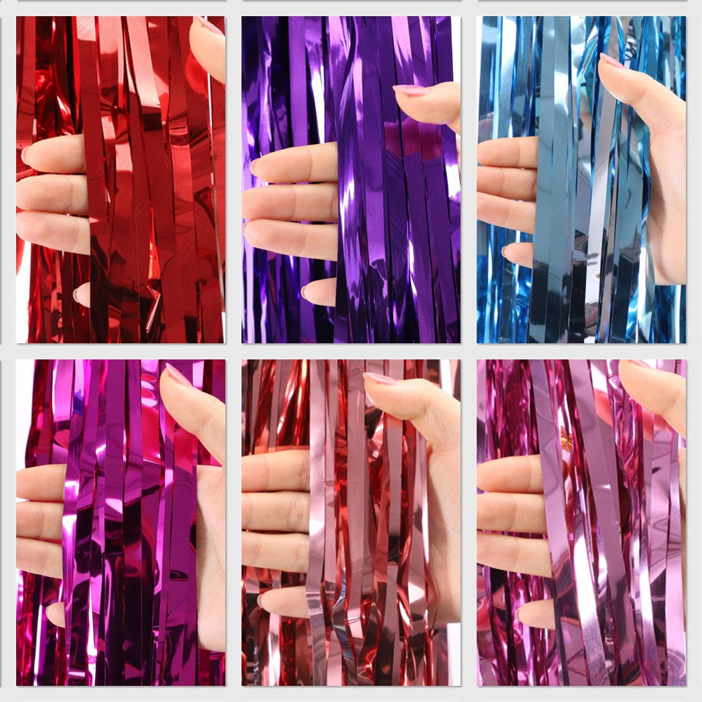 Jual tirai ulang tahun/dekorasi ulang tahun/tirai rumbai foil | Shopee