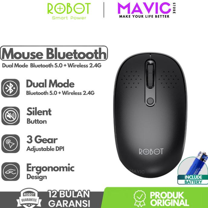 Jual ROBOT M360 Mouse Bluetooth + Wireless 2.4G Dual Mode Silent Klik ...