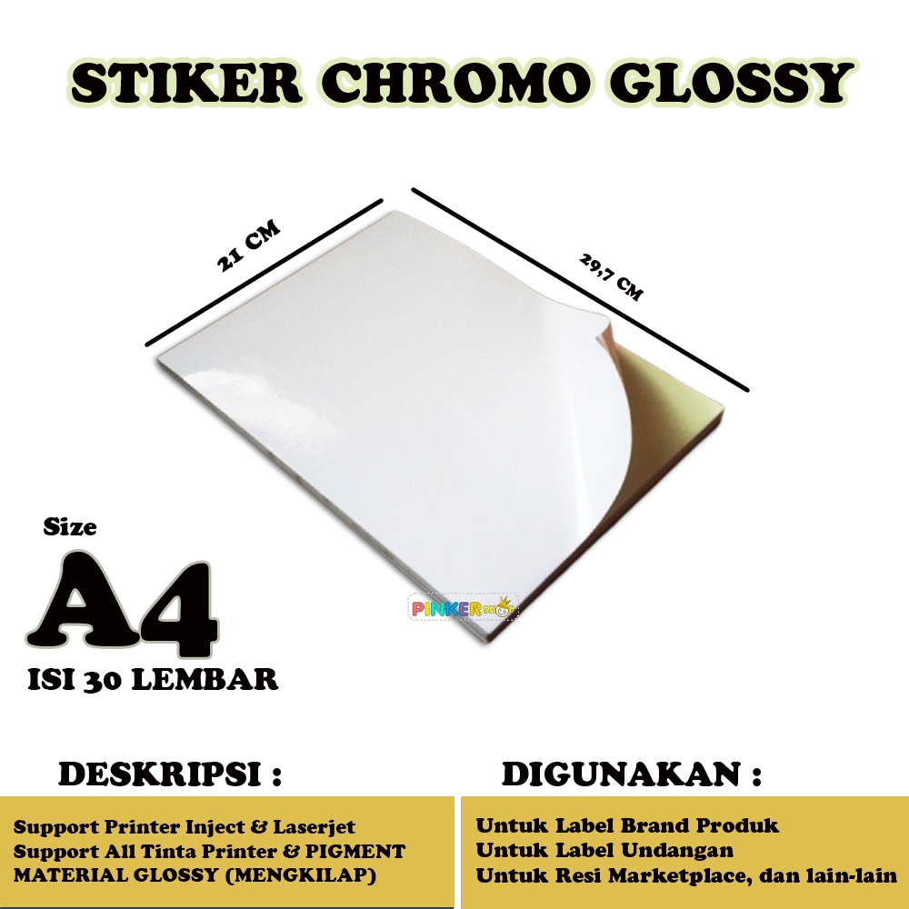 Jual Kertas Stiker Glossy A4 Isi 30 Lembar / Kertas Sticker Glossy A4 ...