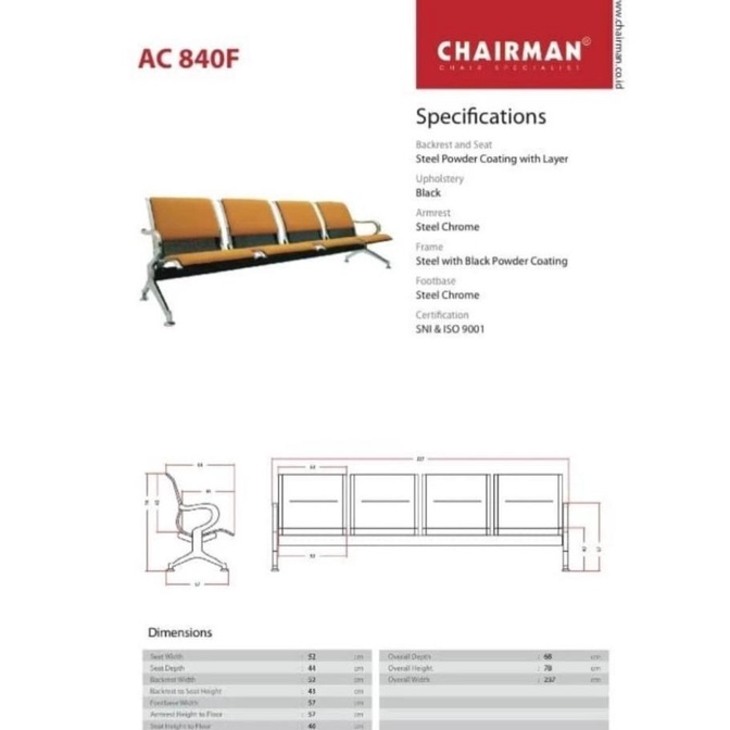 Jual Chairman Kursi Kantor Airseat Ac 840 F Kursi Tunggu Kursi