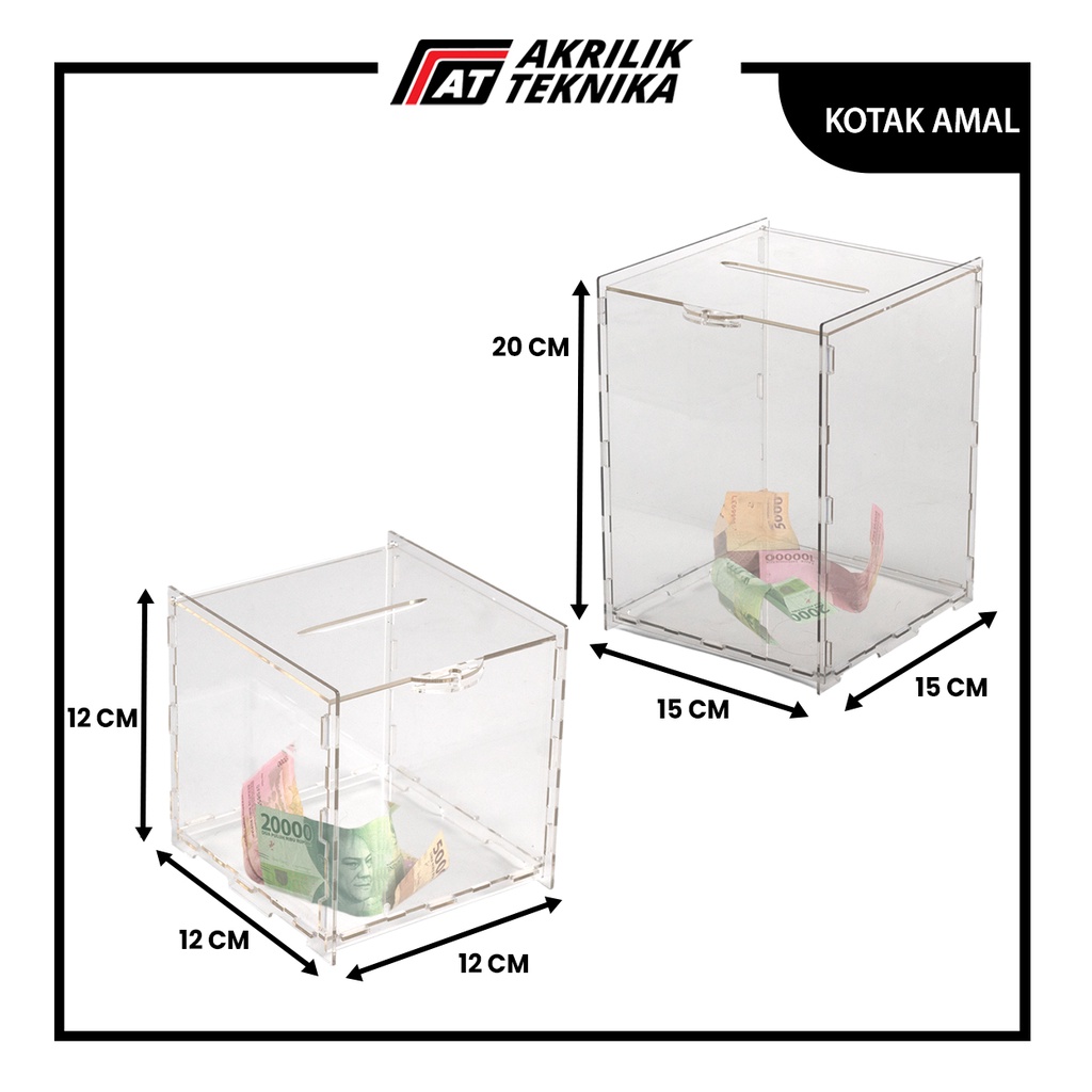 Jual Kotak Amal Box Tips Saran Akrilik Transparant Tipe Knockdown