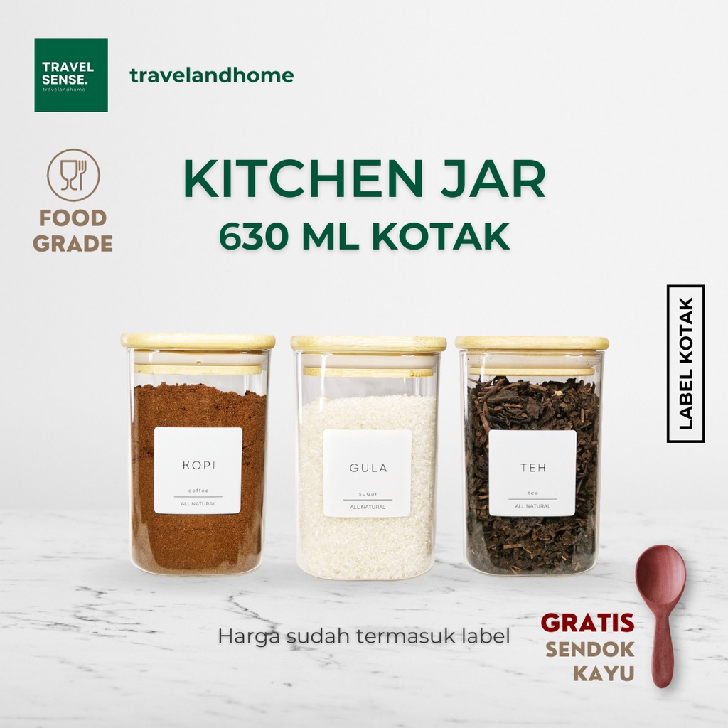 Jual Jar Bumbu Dapur Kotak Bening Ml Label Kotak Putih By Travelsense Aesthetic Tempat