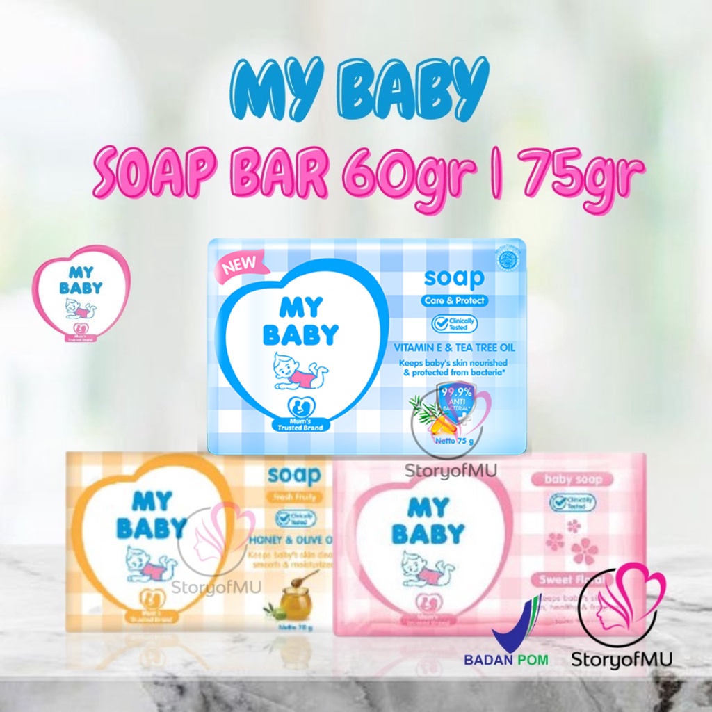 MY BABY Soap Bar 60gr 75gr Sweet Floral Fresh Fruity Soft Gentle Sabun Mandi Bayi