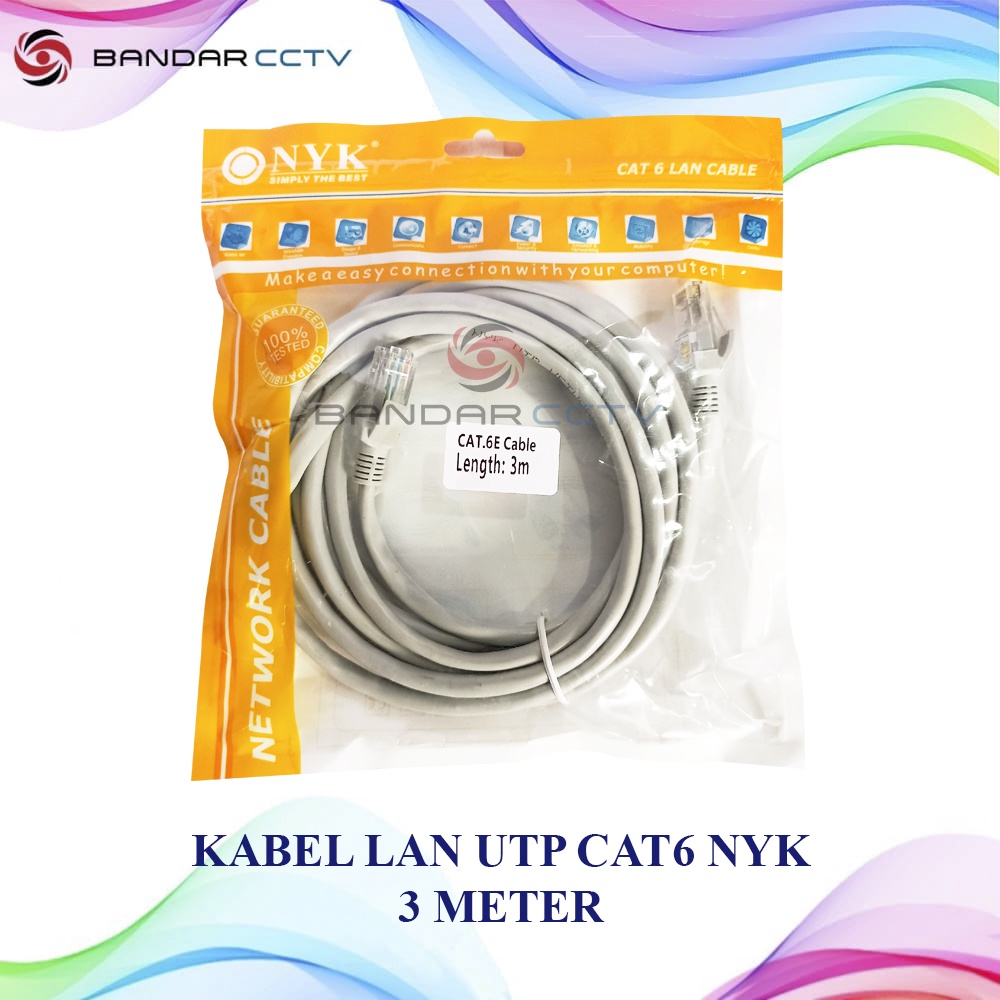 Jual KABEL LAN UTP CAT6 NYK RJ45 3METER KABEL KOMPUTER ETHERNET ...