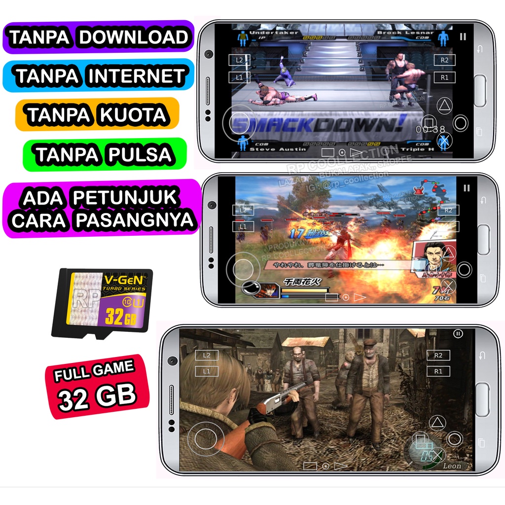 Jual Memory HP Android isi Game PS2 Resident Evil Godhand Smackdown dll ...