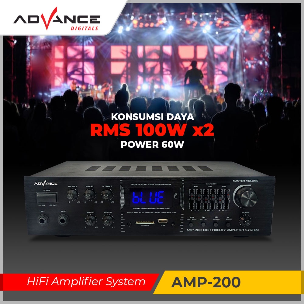 Jual ADVANCE AMP-200 High Fidelity Amplifier Sound System Ampli Karaoke