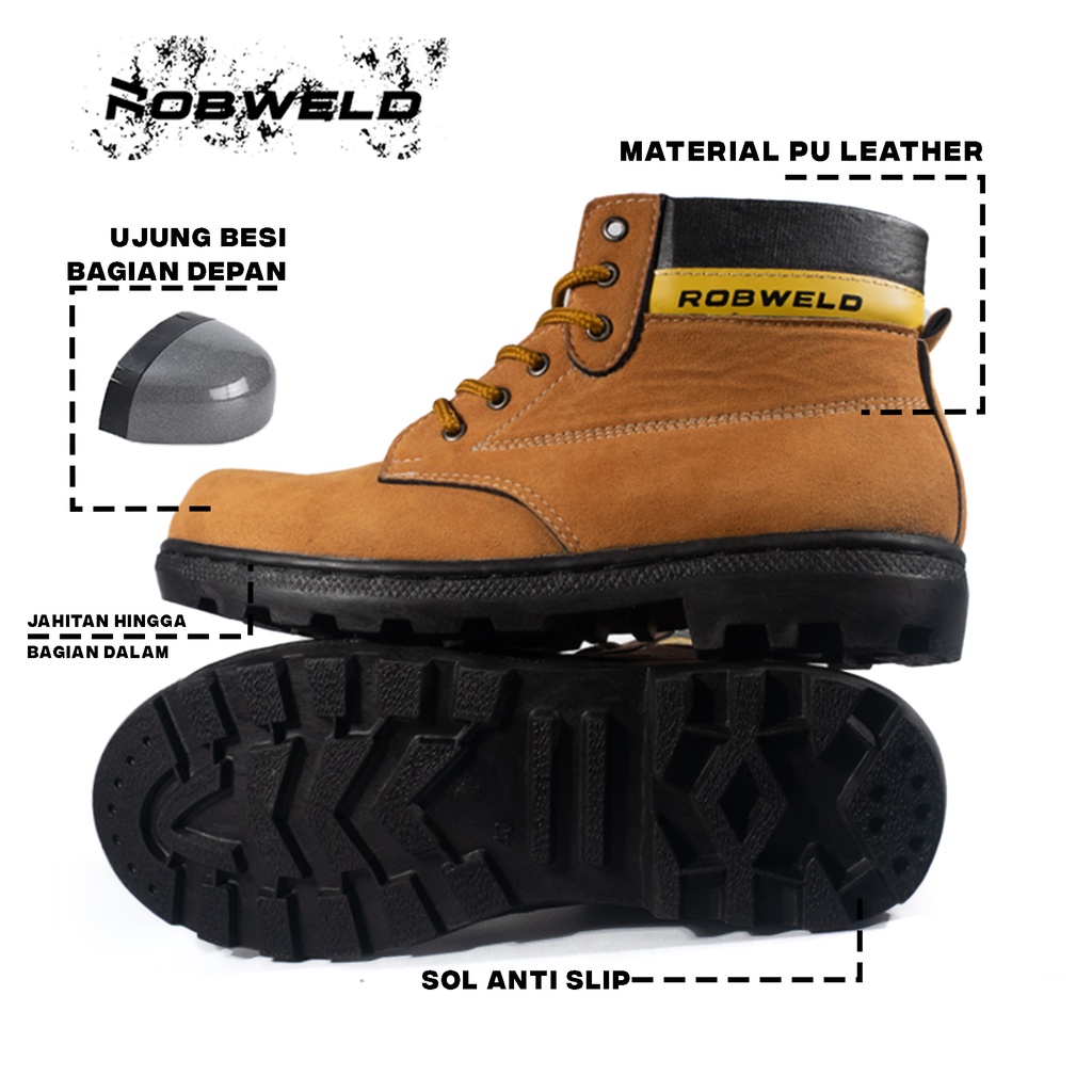 Jual Sepatu Safety Ujung Besi Boots Ujung Besi Kerja Pria Proyek ...
