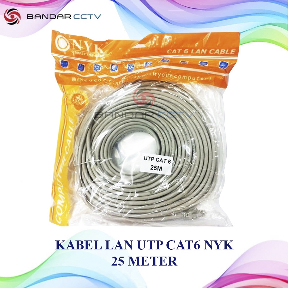 Jual KABEL LAN UTP CAT6 NYK RJ45 25 METER KABEL KOMPUTER ETHERNET ...