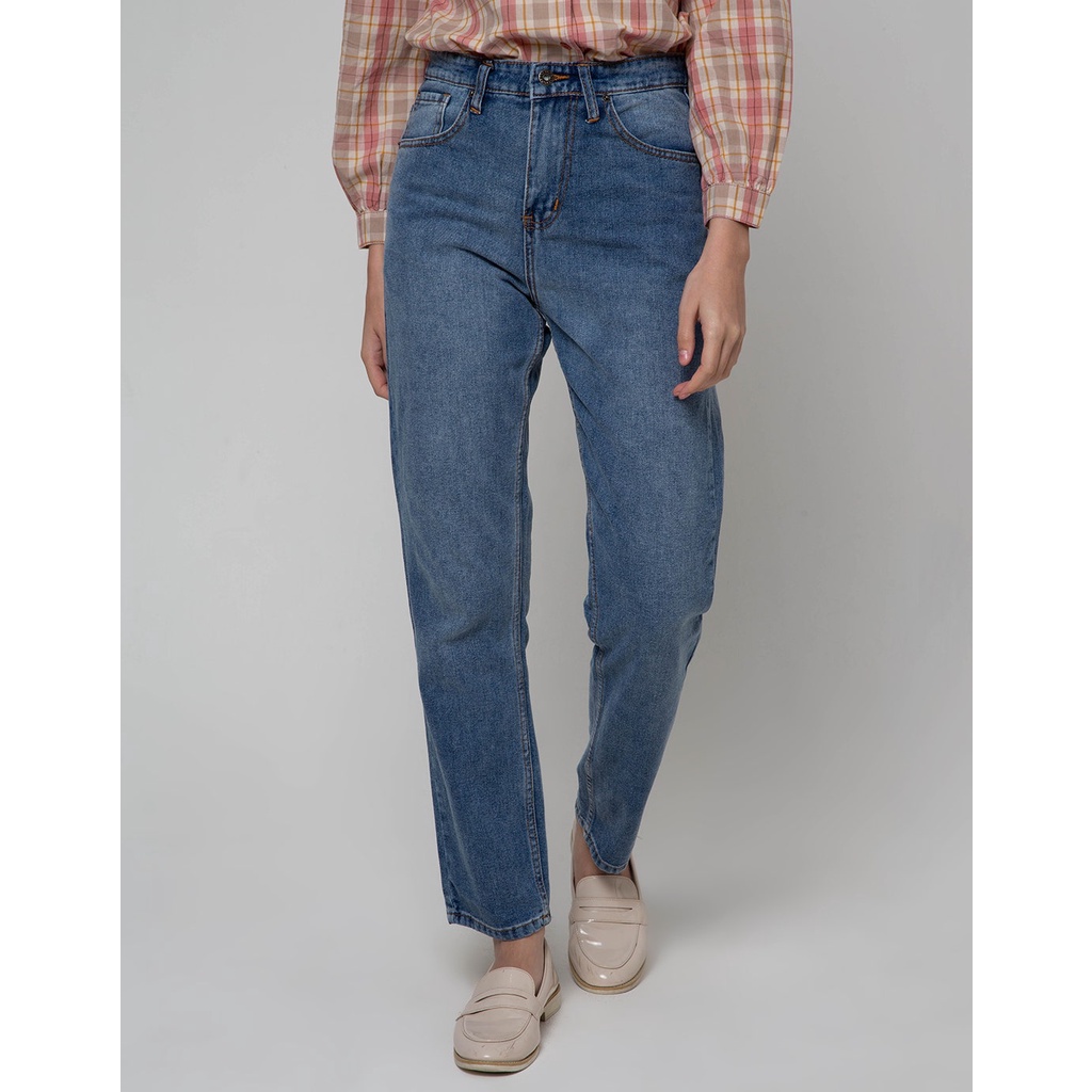 Nevada Washed Accent Denim Rok A Wanita