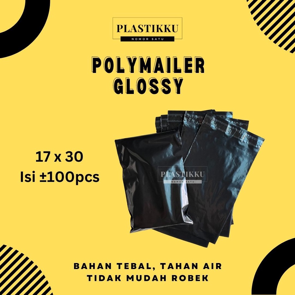 Jual Plastik Packing Polymailer Premium Glossy Dengan Lem Hitam 17x30 Isi 100pcs Shopee 7124