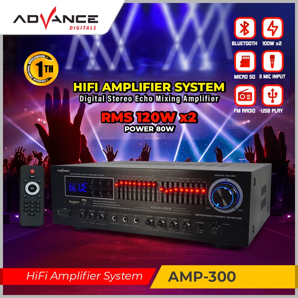 Jual ADVANCE AMP-300 High Fidelity Amplifier Sound System Ampli Karaoke