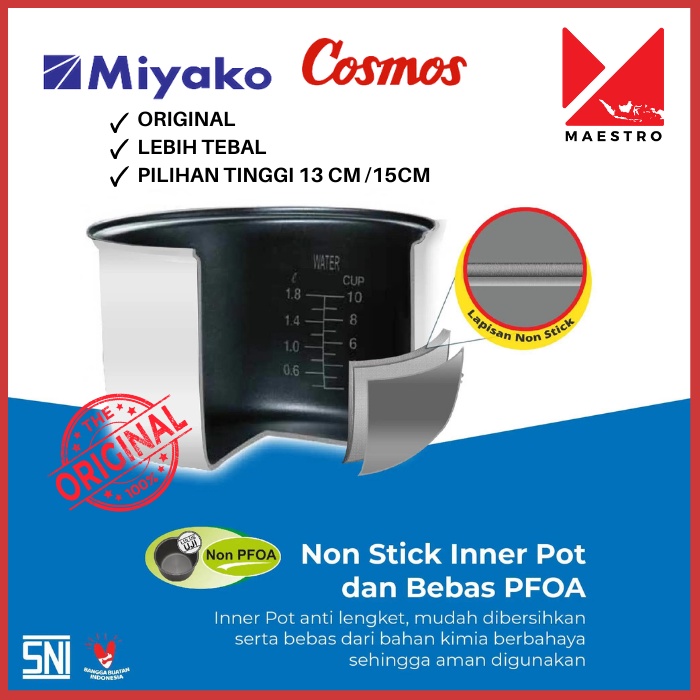 Jual Inner Pot Rice Cooker Cosmos Universal 0,6 1 1,2 1,8 Liter ...