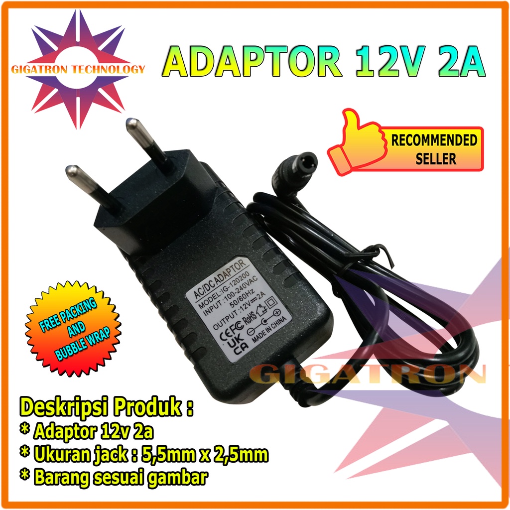 Jual Adaptor DC 12V 2A Murni Switching Adapter Power Supply Charger CCTV 12 Volt 2 Ampere 5 5mm