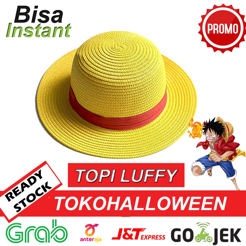 Jual Topi Luffy One Piece Warna Kuning Cocok Buat Di Pantai Atau