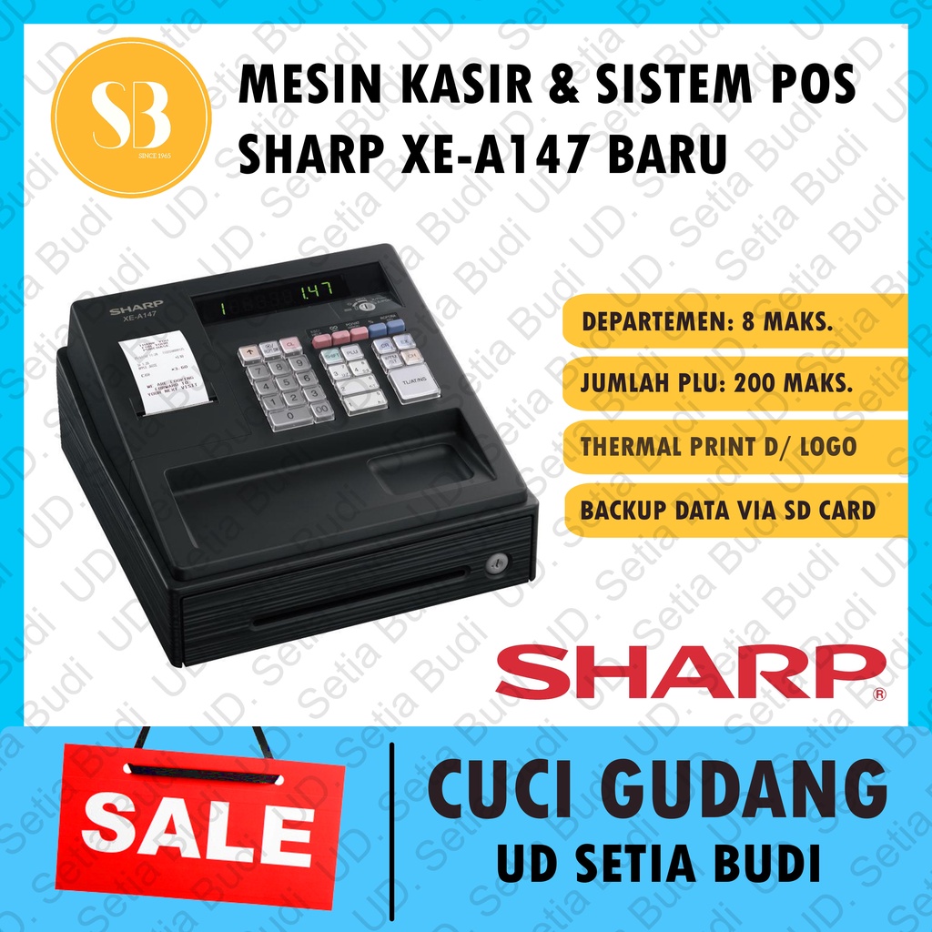 Jual Mesin Kasir dengan POS Sharp XE-A147 200 PLU Cash Register Asli ...