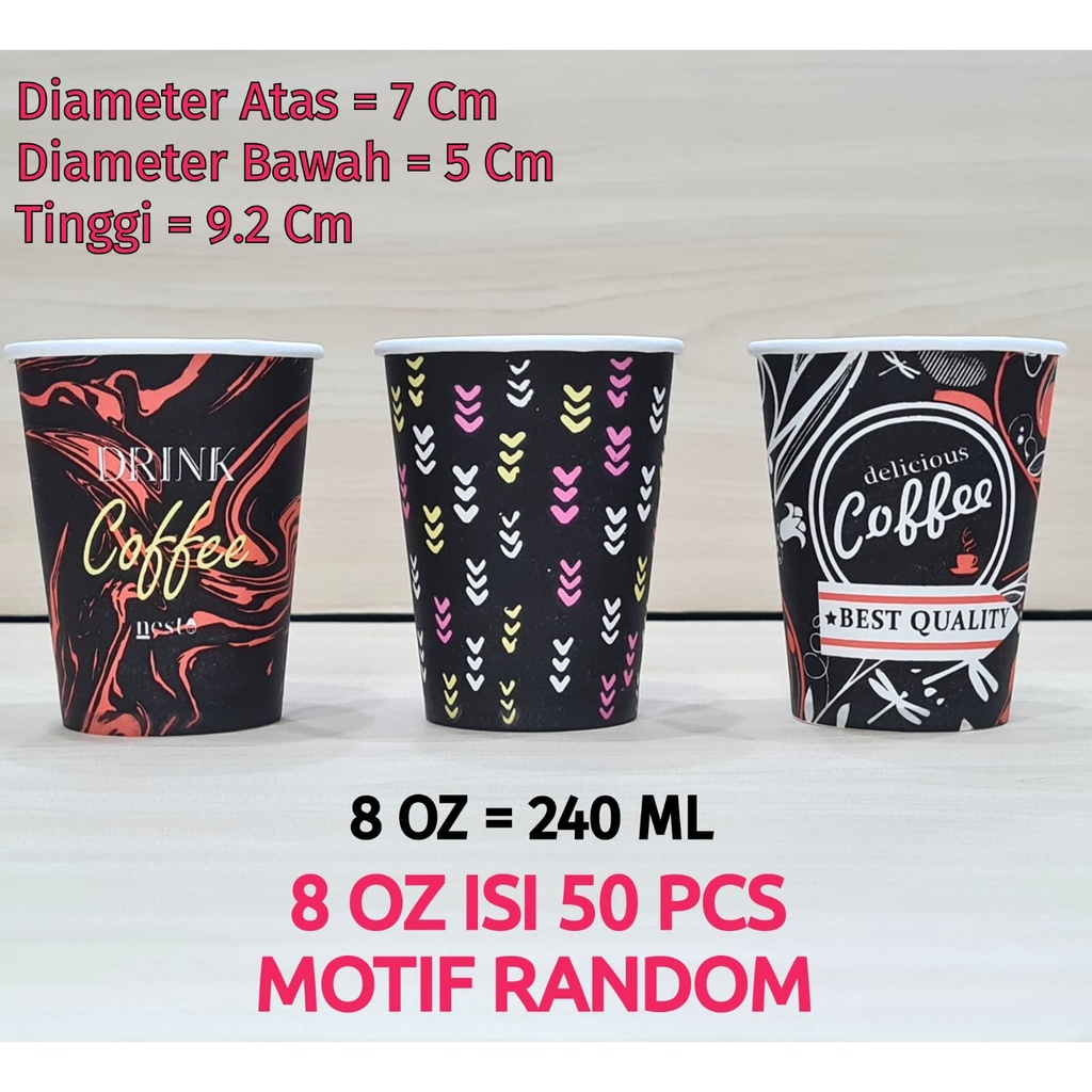 Jual Gelas Kopi Paper Cup 8 Oz COLOUR PT Isi 50 Pcs | Shopee Indonesia