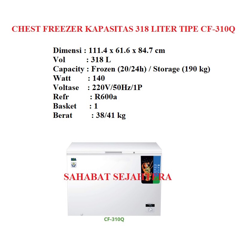 Jual RSA CF-100 CHEST FREEZER 100 LT LITER / FREEZER BOX RSA CF100 / CF100  di Seller Barat Daya Elektronik - Pasir Jaya, Kota Tangerang