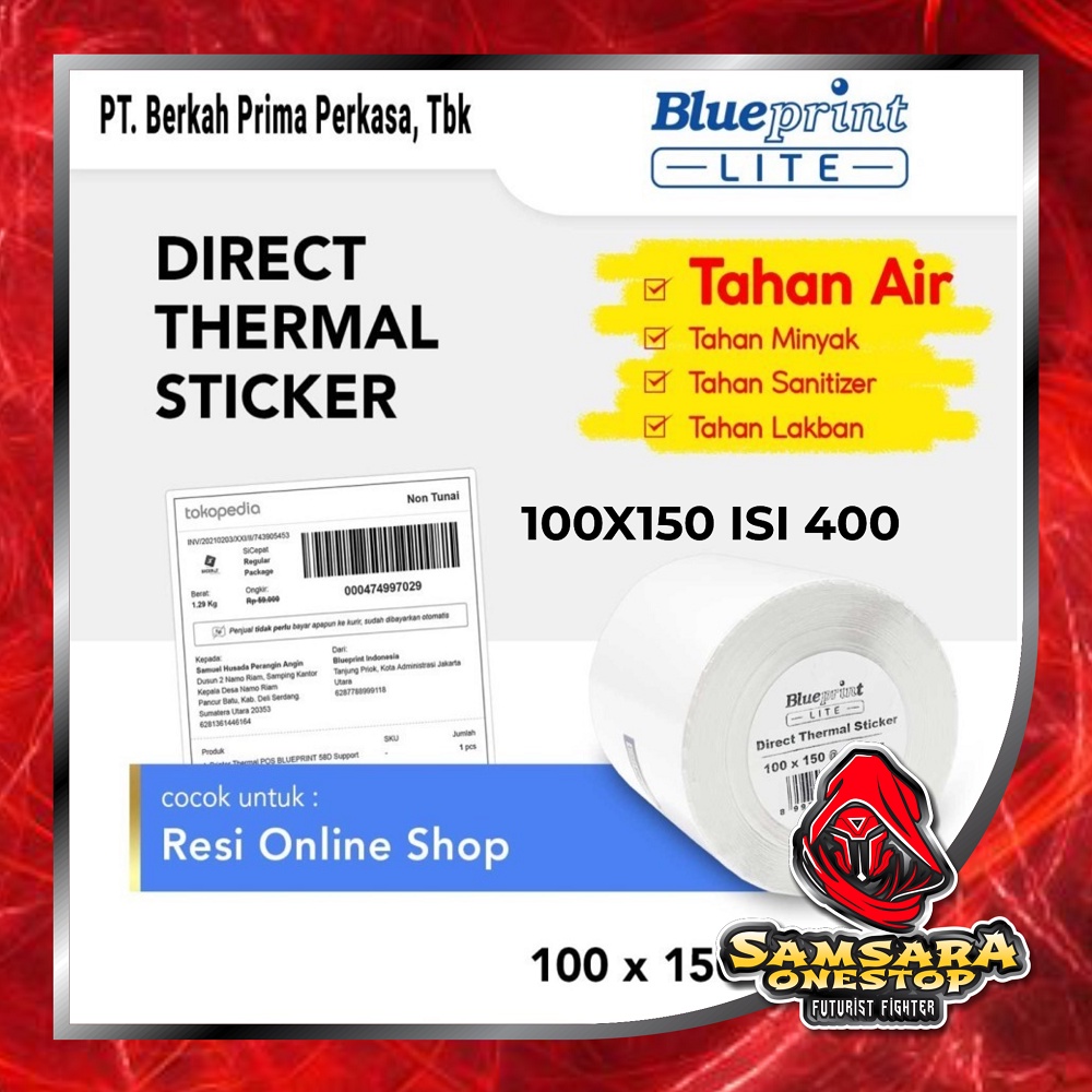 Jual Direct Thermal Sticker Label Resi Blueprint Lite X Mm Isi Pcs Shopee Indonesia