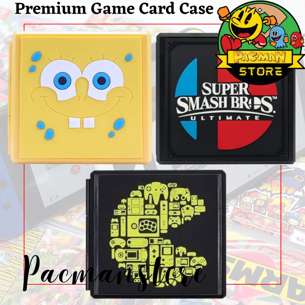 Nintendo Switch Premium Case Game Card Spongebob / Pacman / Super Smash Bros