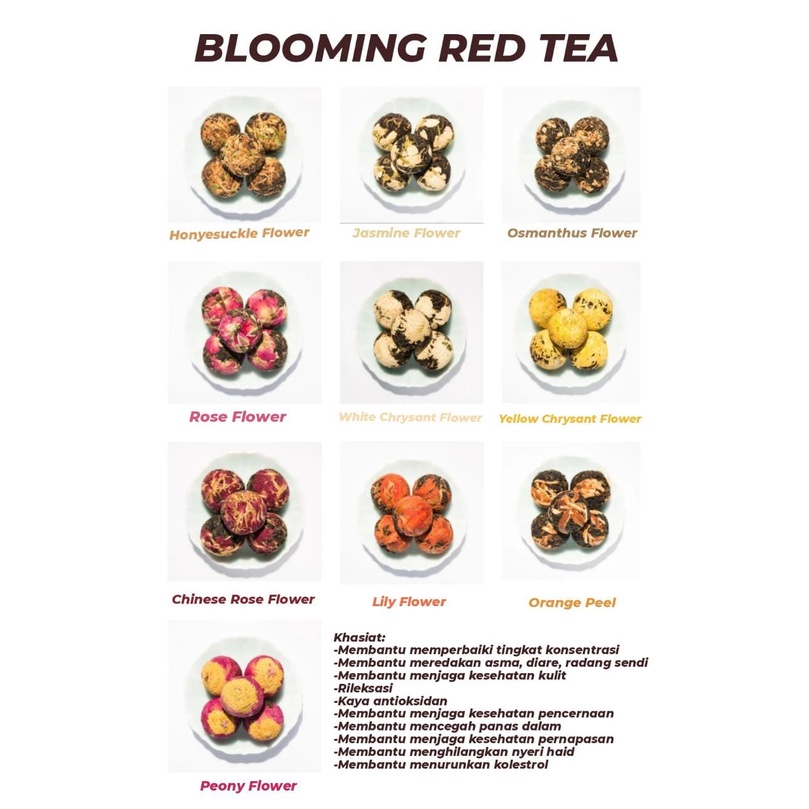 Jual BLOMMING RED TEA TEH MERAH BOLA LILY JASMINE YELLOW CHRYSANT WHITE ...