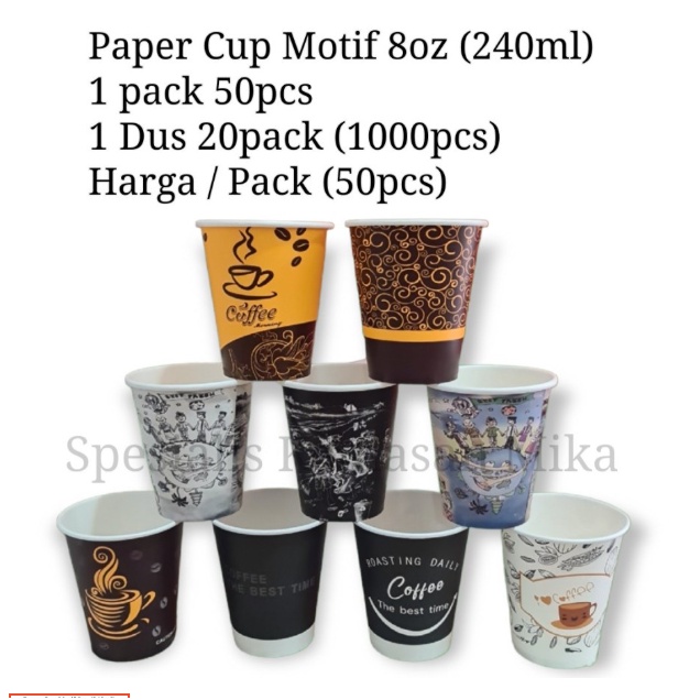 Jual Paper Cup 8oz Motif Hot Paper Cup Gelas Kertas 240ml Harga 50 Pcs Shopee Indonesia 6010