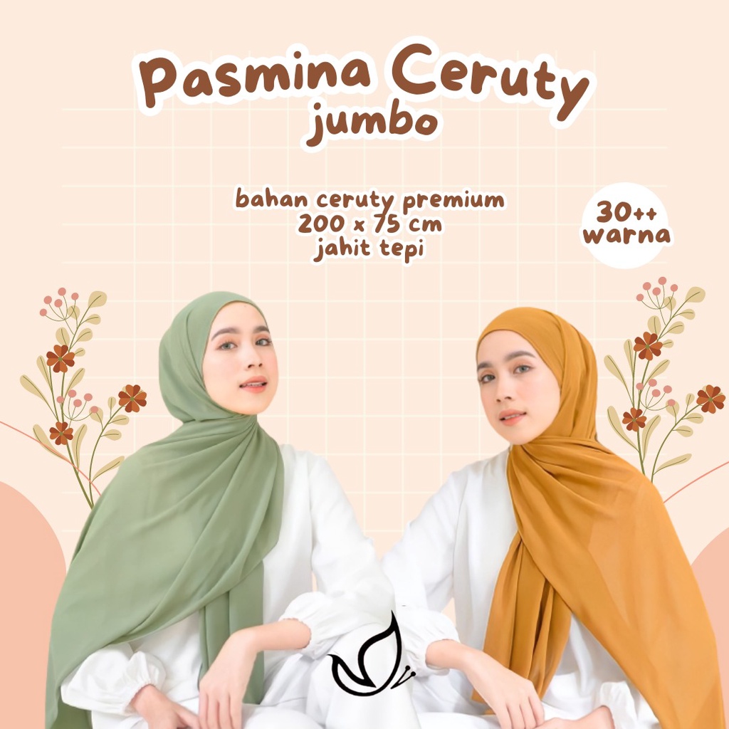 Jual PASHMINA 200x75 PREMIUM HIJAB PHASMINA CERUTTY BABYDOLL PASMINA ...