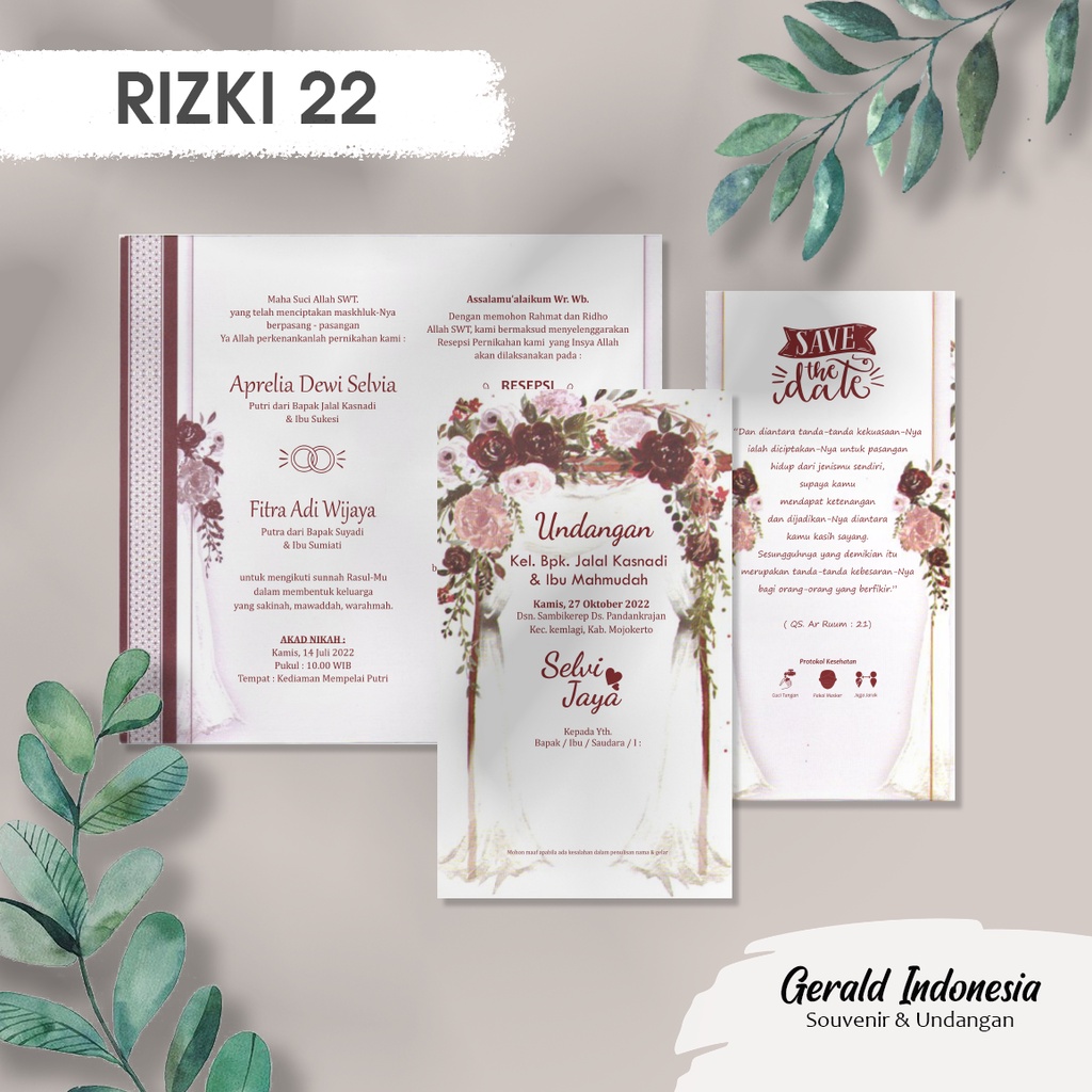 Jual UNDANGAN PERNIKAHAN ELEGAN AESTHETIC RUSTIK - UNDANGAN RIZKI 22