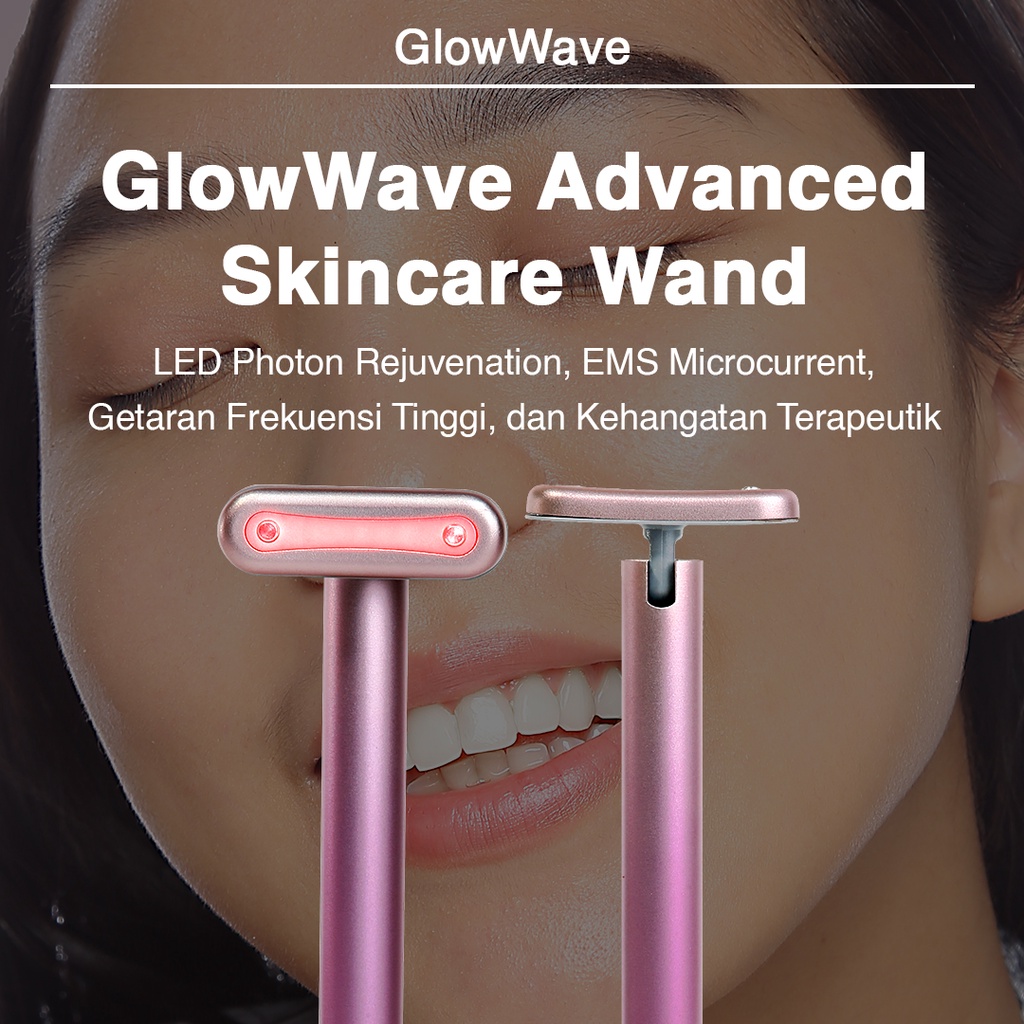 Jual GlowWave Facial Wand 4 in 1 | Red Light Therapy | LED Photon ...