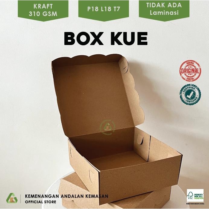 Jual Box Kue 18 X 18 X 7 Dus Nasi Kotak Dus Snack Kraft Box Katering Dus Brownies 2235