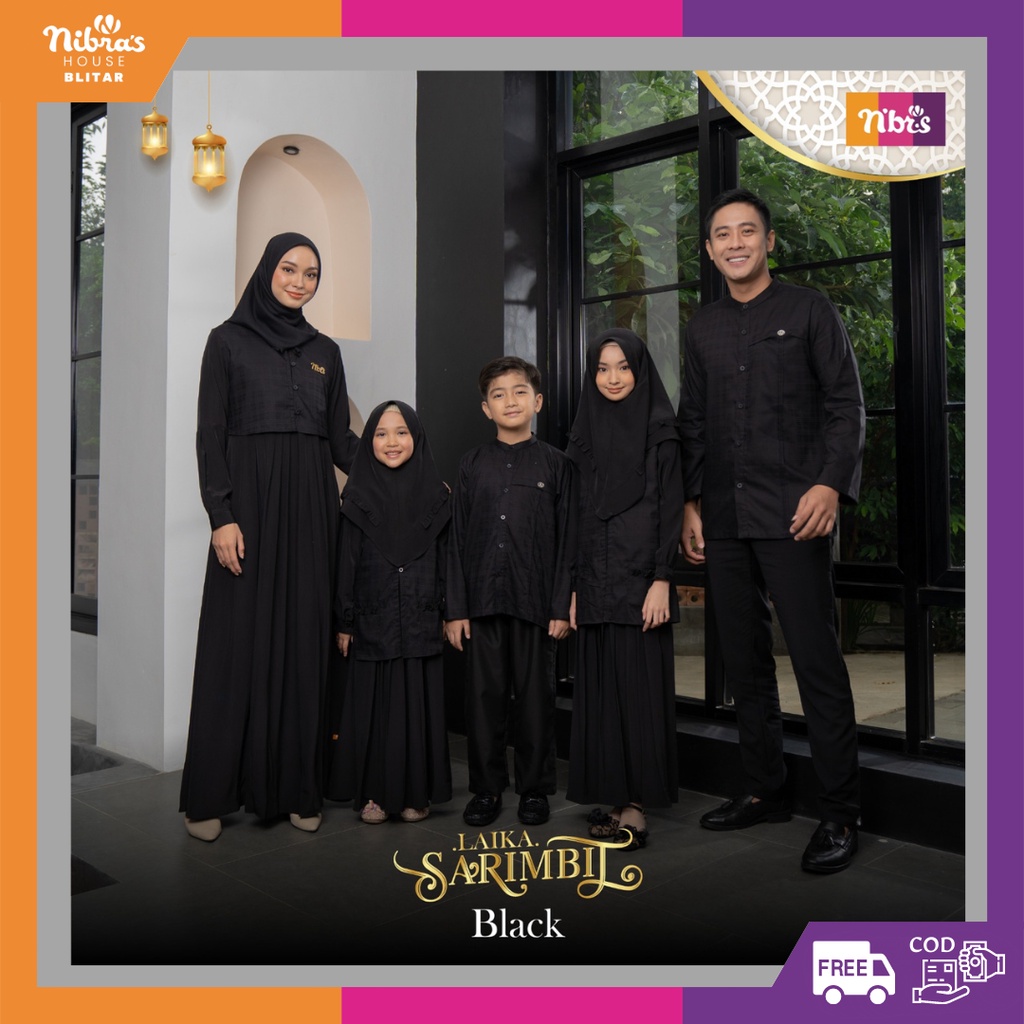 Jual Sarimbit Nibras Laika Black Gamis Koko Ayah Ibu Anak/remaja Bahan  Laviska Aircooltex mix dobby cotton 2023 | Shopee Indonesia