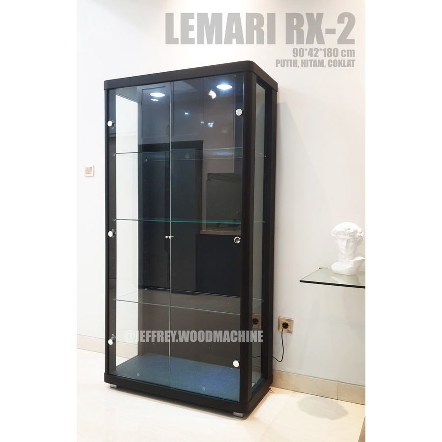 Jual Lemari Display Pajang Kaca Hias Rx2 Mainan Sepatu Tas Koleksi Minimalis Putih Tempered 2295